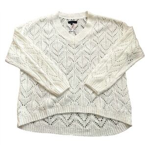 American Eagle Jegging Fit Womens V-Neck open Knit Sweater Cream Size M NWOT